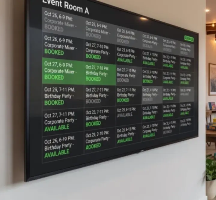 Calendrier de disponibilité de la salle WINDOW
