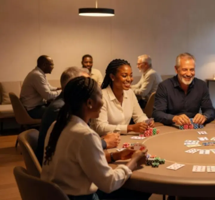 Table de poker chaleureuse et accueillante dans un cadre moderne
